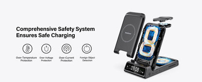 3-in-1 Wireless Charging Dock – Foldable Design for Devices