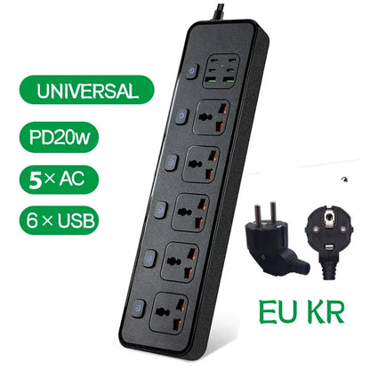 Travel Power Adapter with Multiple Outlets for Global Use