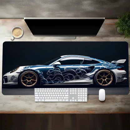 Large Gaming Mouse Pad Featuring Sports Car Graphic
