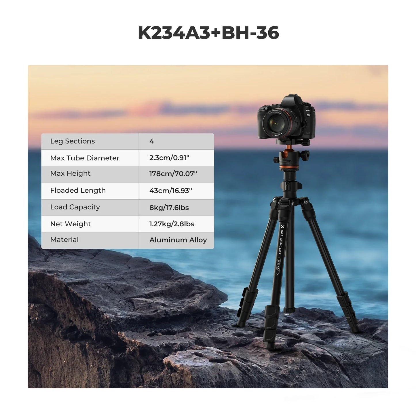 Lightweight Tripod for Cameras – 178cm Height