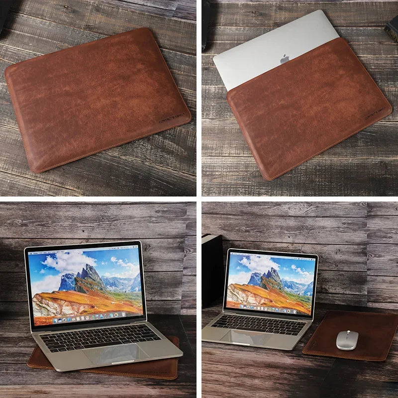 Authentic Leather Laptop Messenger Bag - Handcrafted Cowhide