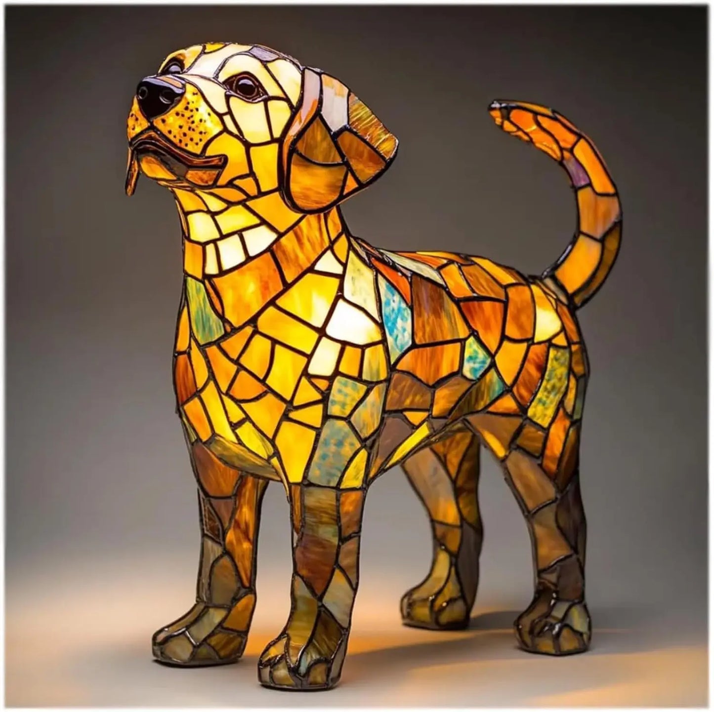 Enchanting Pooch Stained Glass Accent Lamp