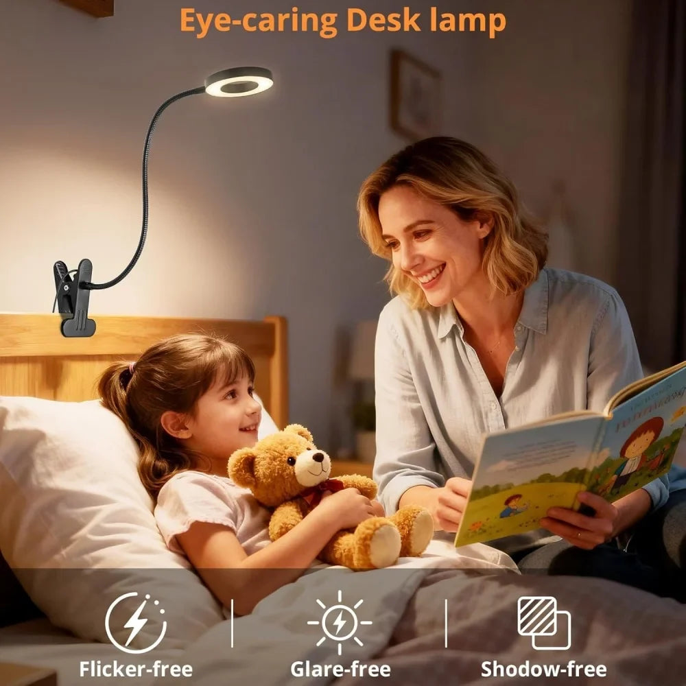 Desk Lamp with LED Light and Ring Clamp Attachment