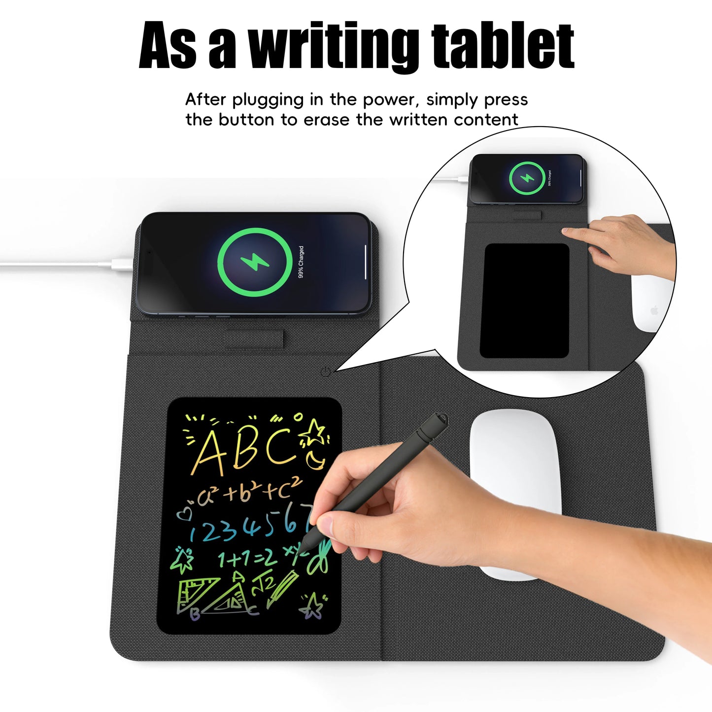 Writing Tablet and Foldable Mouse Pad with Charging Feature