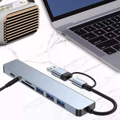 Multi-Function USB-C Hub with 8 Ports