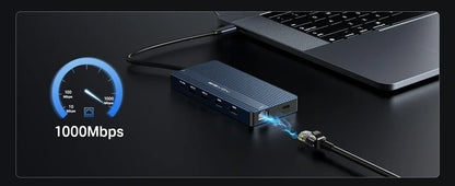 14-Port Docking Station with 1 USB-C and 13 USB-A Connectors