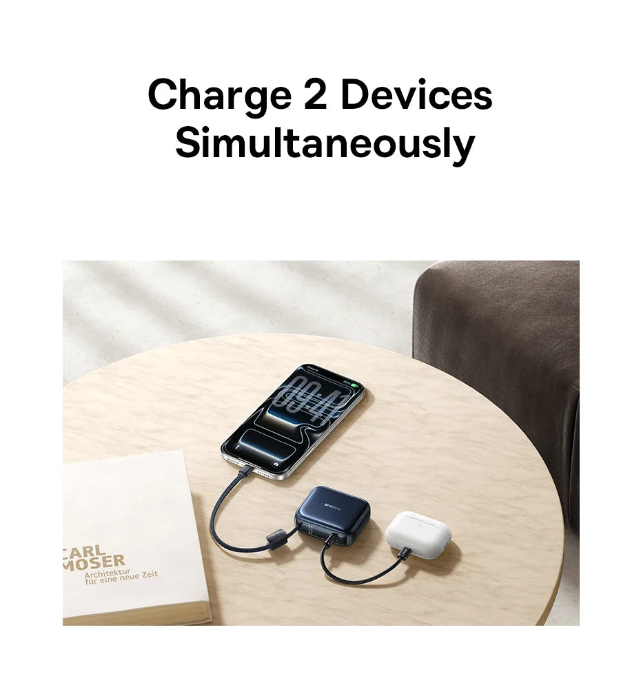 Compact Portable Charger with Integrated Cable