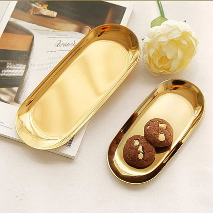 Stainless Steel Tray for Organized Storage in Gold Finish