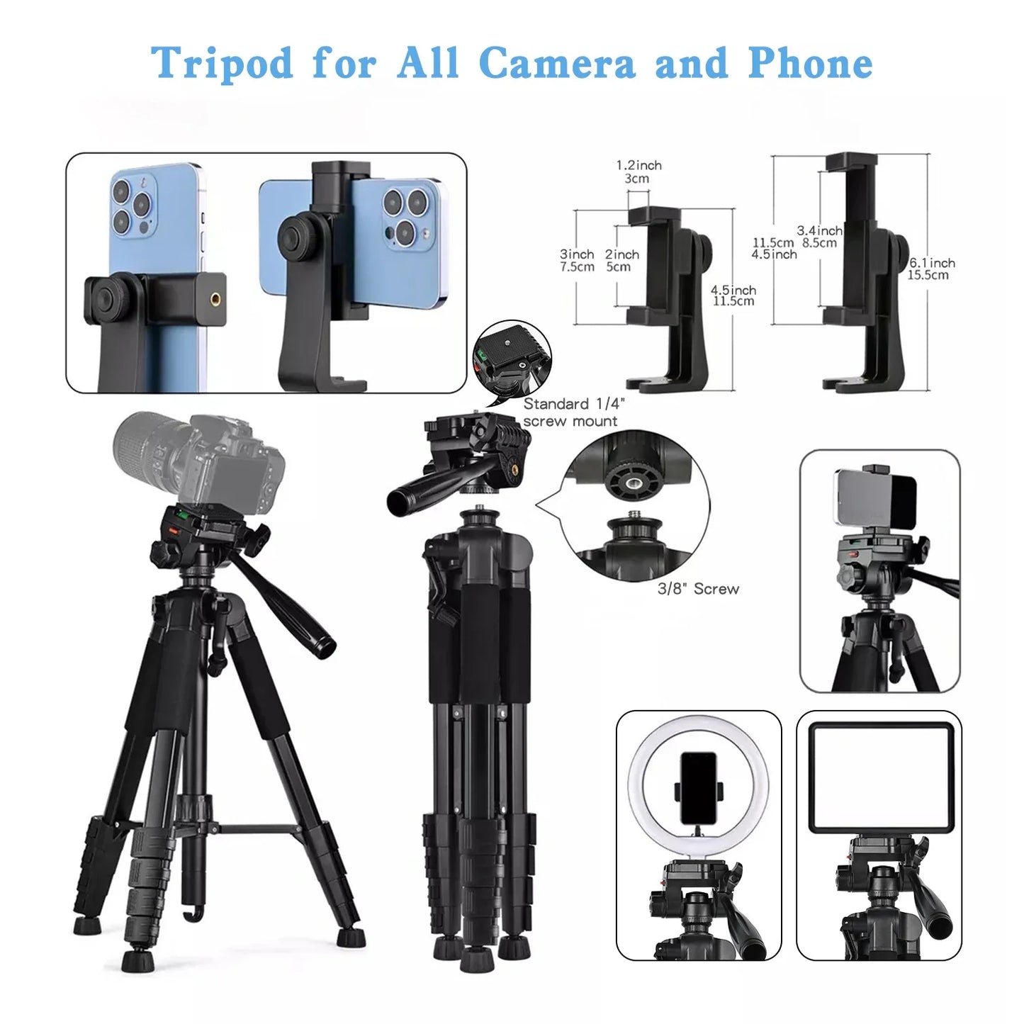 Aluminum Tripod for Cameras – 79 Inches Tall