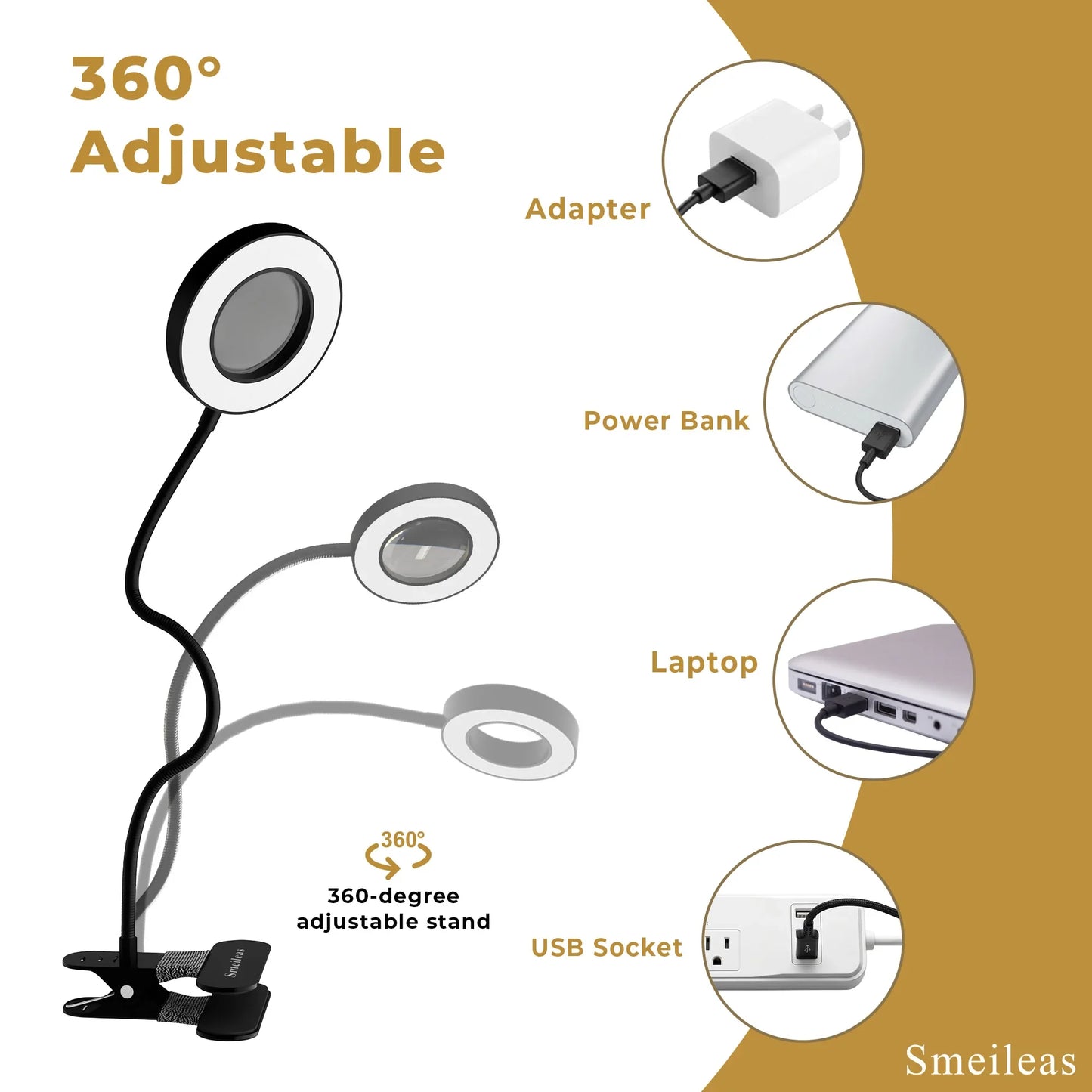 LED Magnifying Lamp with Clamp Attachment