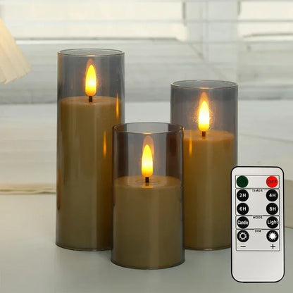 Pillar Candles with LED Light and Glow Effect