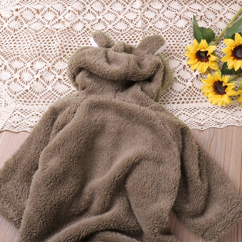 Adorable Baby Romper with Cartoon Bear Design
