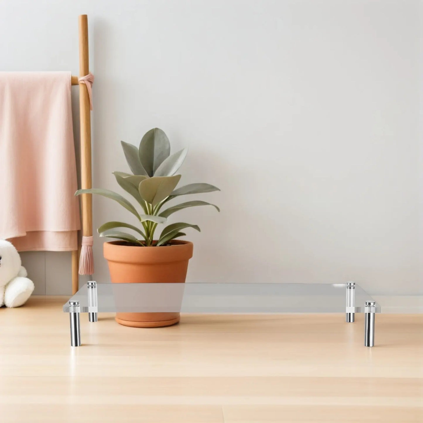 Desk Riser Stand in Clear Acrylic for Monitor Elevation