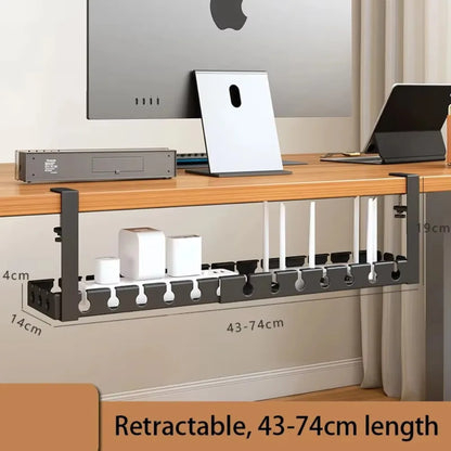 Adjustable Cable Organizer Tray for Under-Desk Use