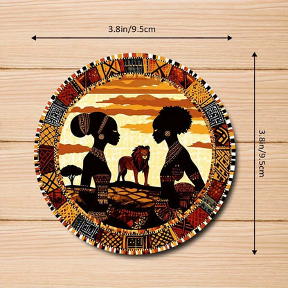 Set of Wooden Coasters with Tribal Design