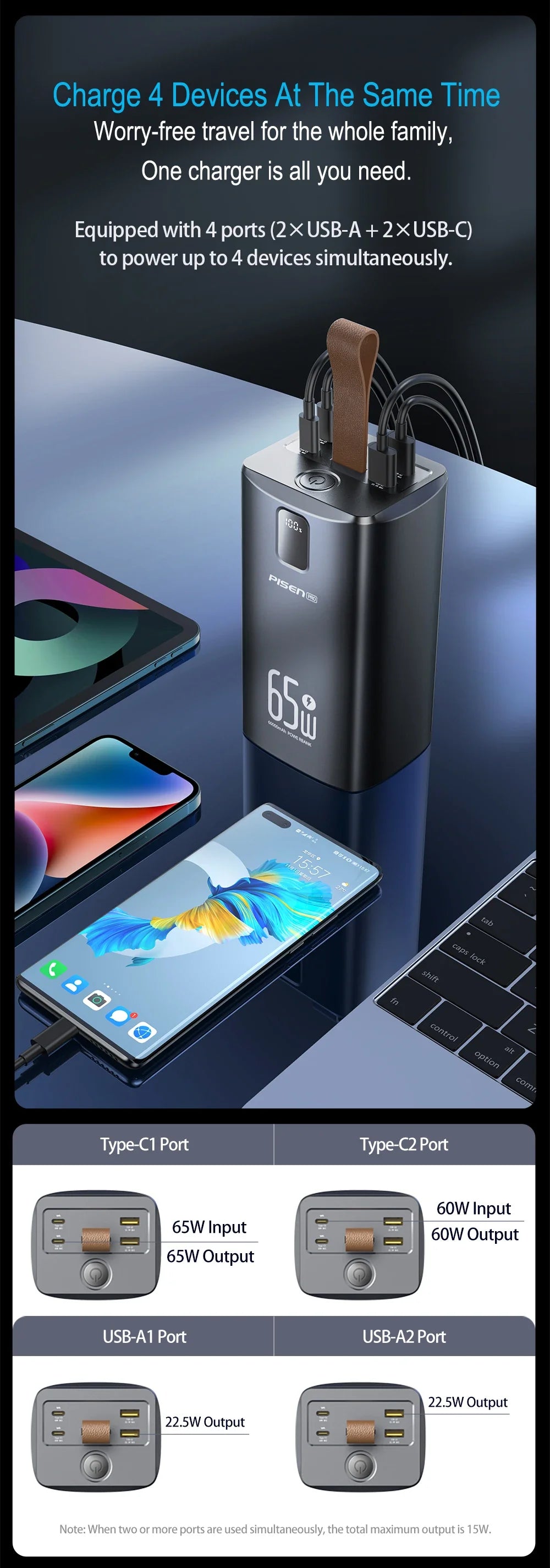 Portable Battery Charger with 60000mAh Capacity