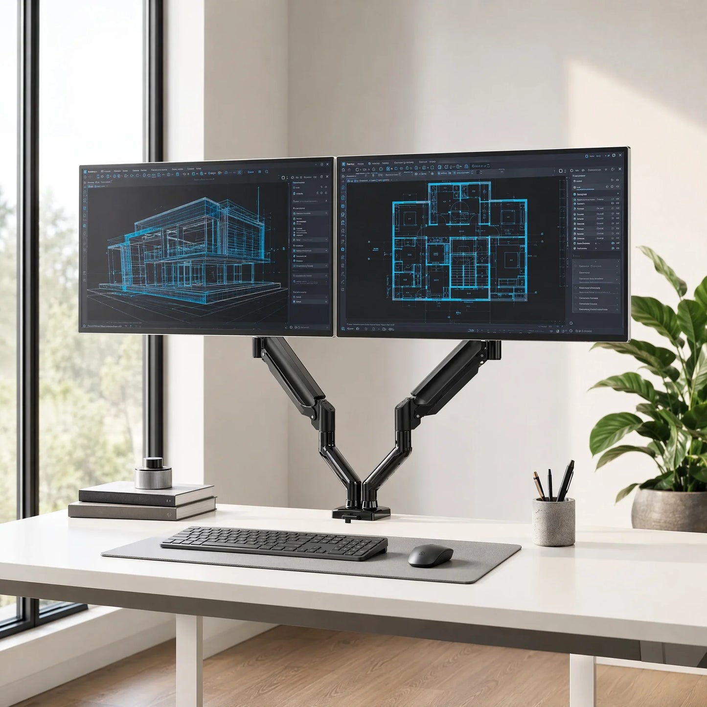 33-Inch Dual Monitor Stand with Adjustable Arms