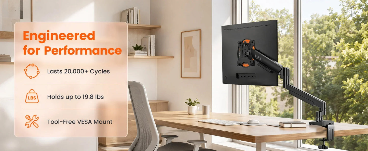 Tool-Free Adjustable Monitor Arm for Easy Setup