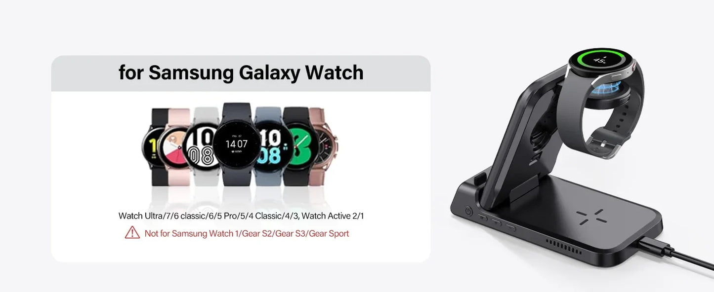 3-in-1 Wireless Charging Dock – Foldable Design for Devices