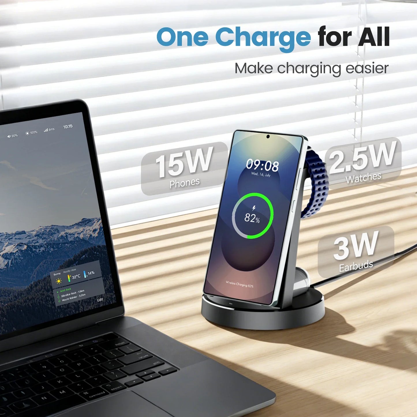 3-in-1 Wireless Charging Station with Magnetic FlexCharge Design