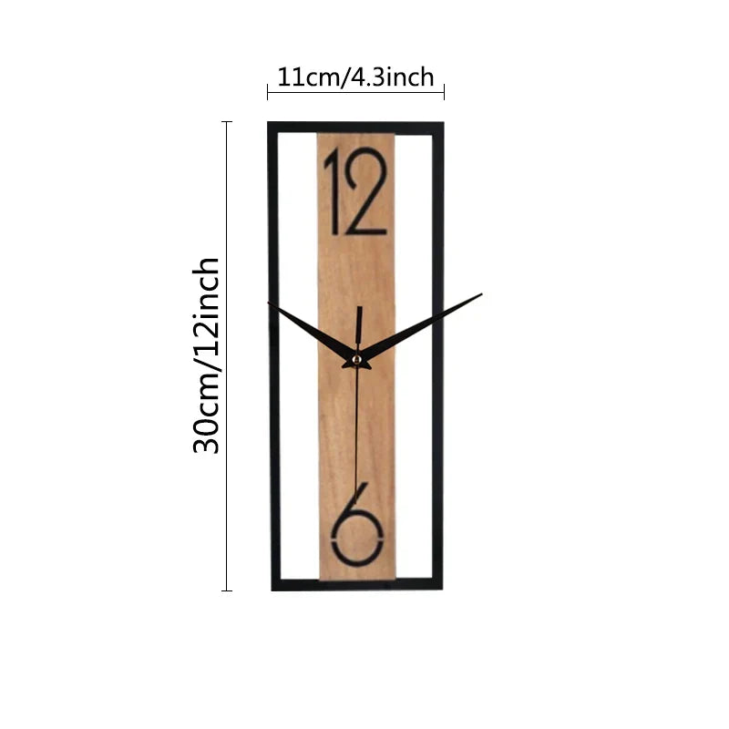Elegant Vertical Wall Clock with Natural Wood Frame