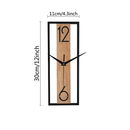 Elegant Vertical Wall Clock with Natural Wood Frame