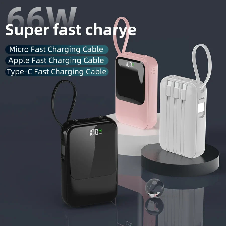 Power Bank with Integrated Cable – High Capacity Portable Charger
