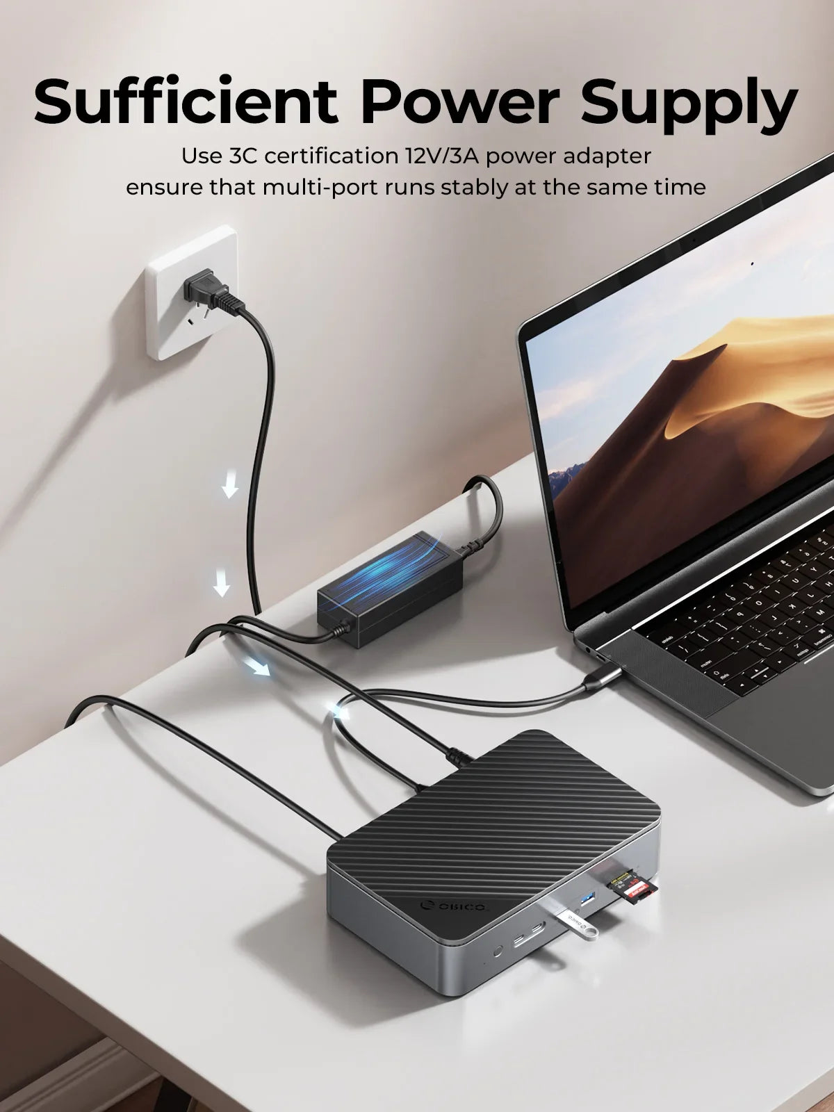USB Hub with 10 Ports and Multiple Connection Options