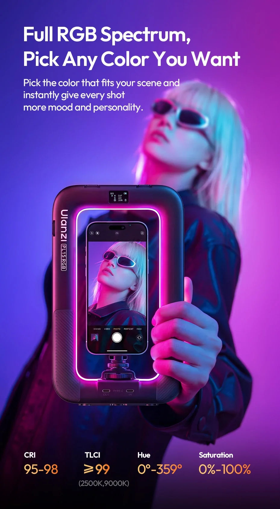 Portable Ring Light with RGB Color Options