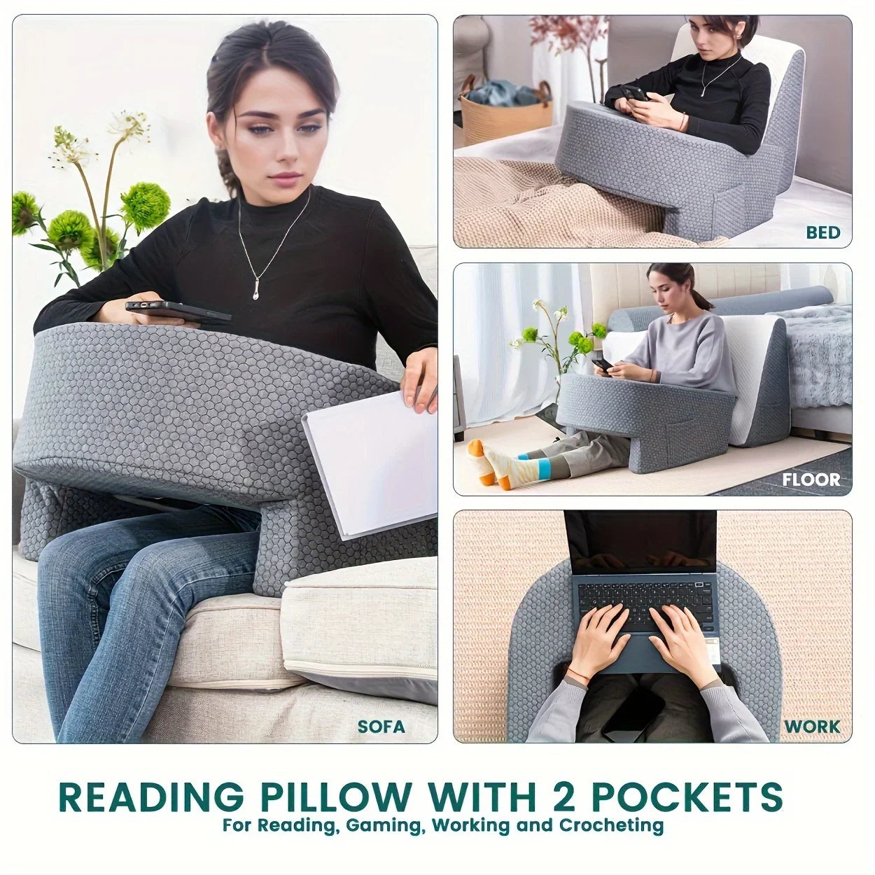 Extra Large Support Pillow with Memory Foam for Bed Rest