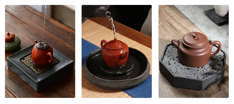 Tea Serving Tray in Volcanic Basalt with Dragon Design
