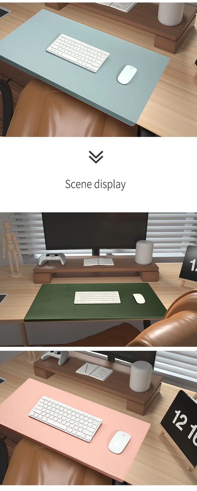 Wrist Support Desk Mat in PU Leather