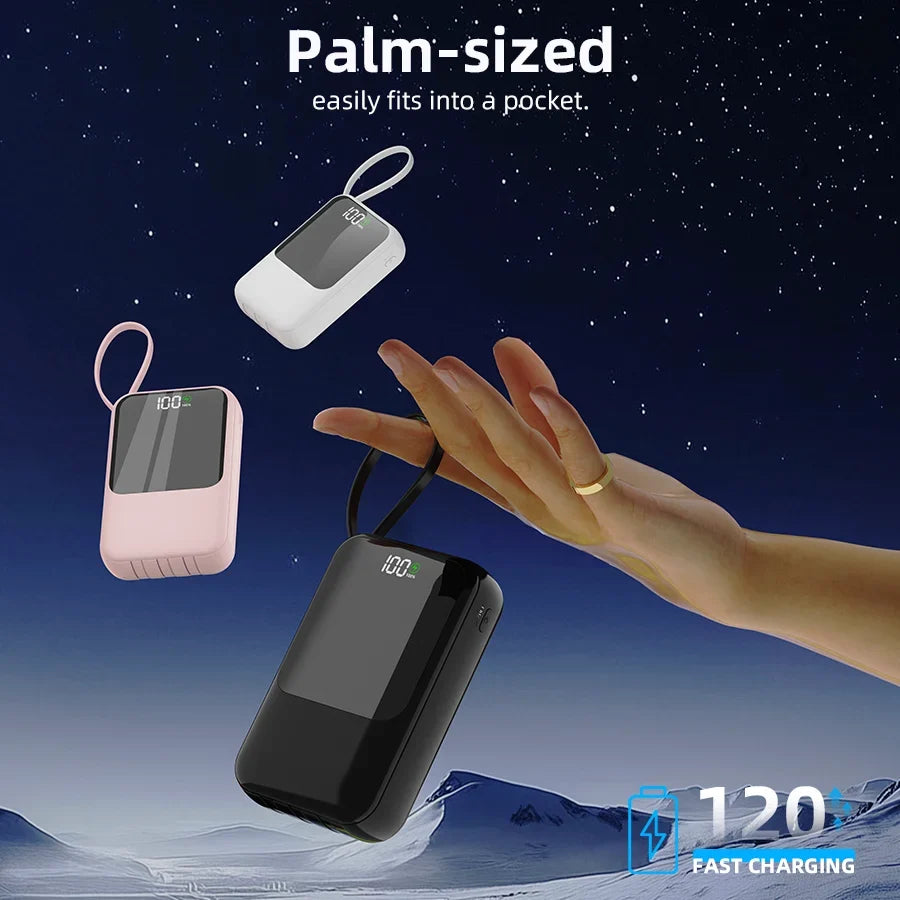 Power Bank with Integrated Cable – High Capacity Portable Charger