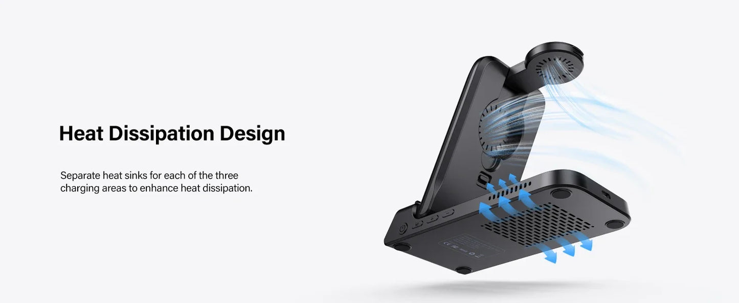 3-in-1 Wireless Charging Dock – Foldable Design for Devices