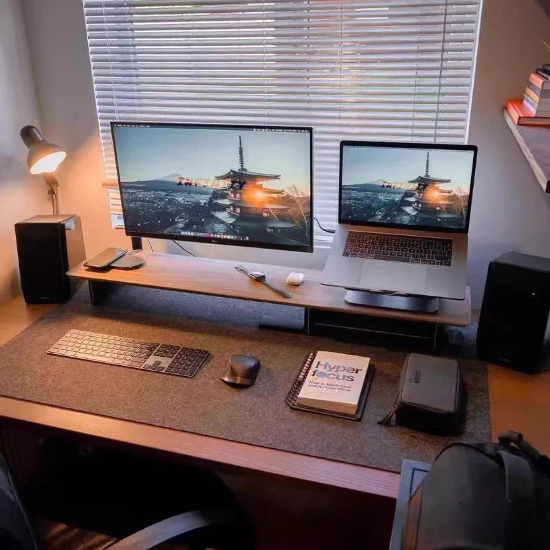Wooden Monitor Stand in Black Walnut Finish