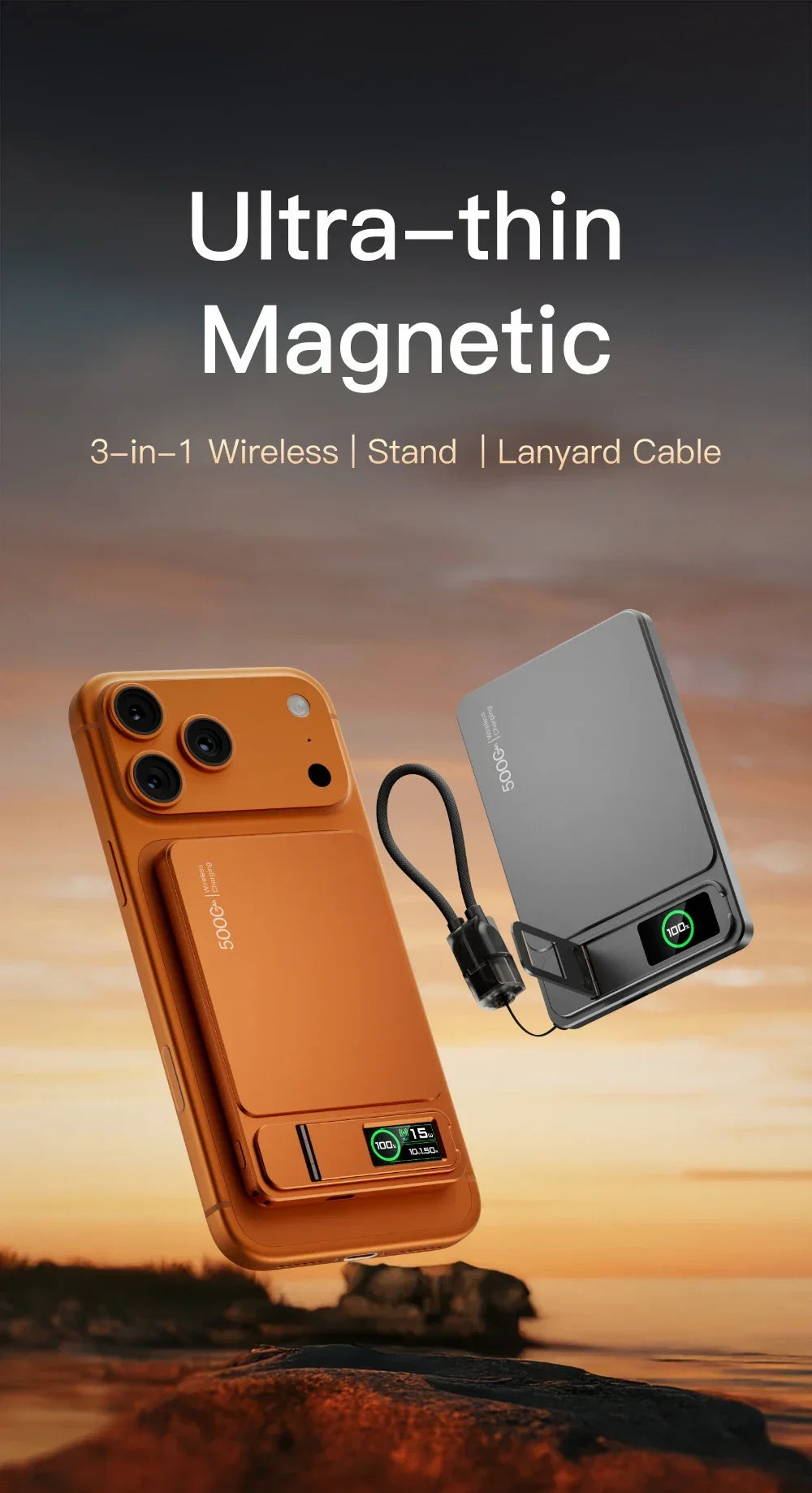 Portable Slim Power Bank with Magnetic Charging Feature