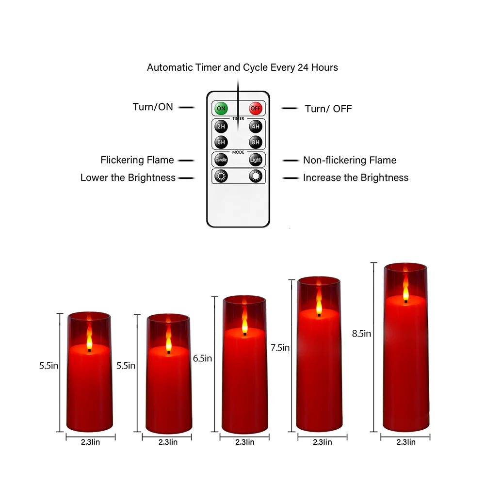 LED Candles with Remote Control - Pack of 5