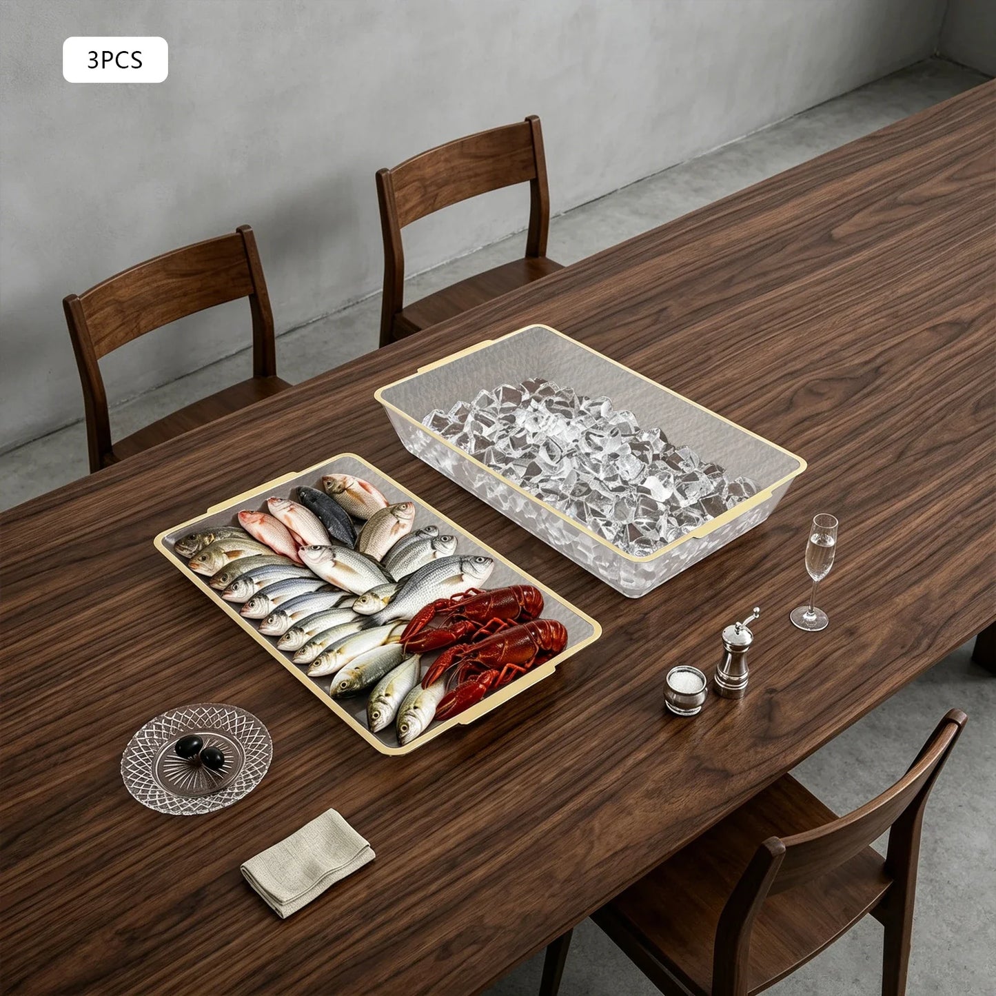 Serving Set with Chilled Tray and Bowls