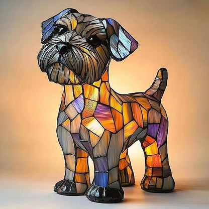 Enchanting Pooch Stained Glass Accent Lamp