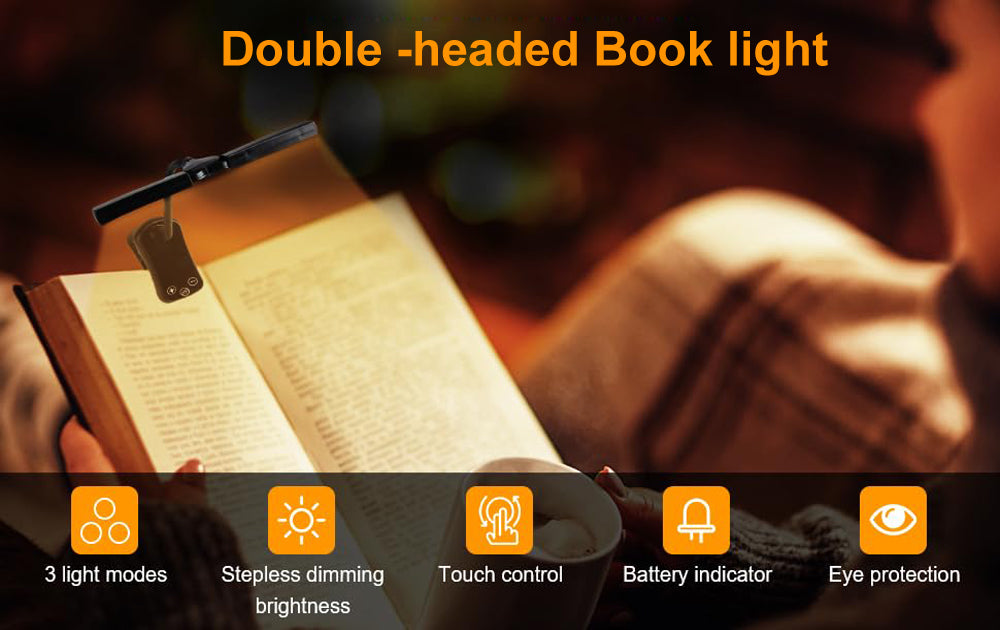 Book Light with 14 LEDs and Clip-On Design