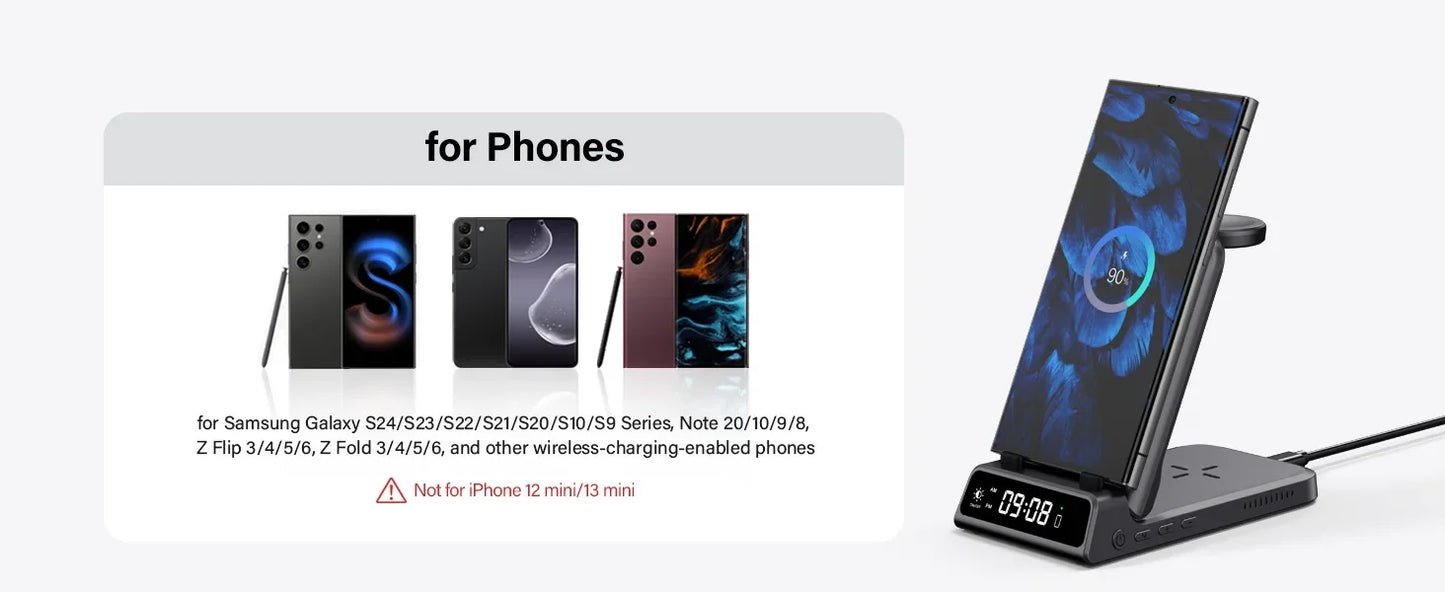 3-in-1 Wireless Charging Dock – Foldable Design for Devices