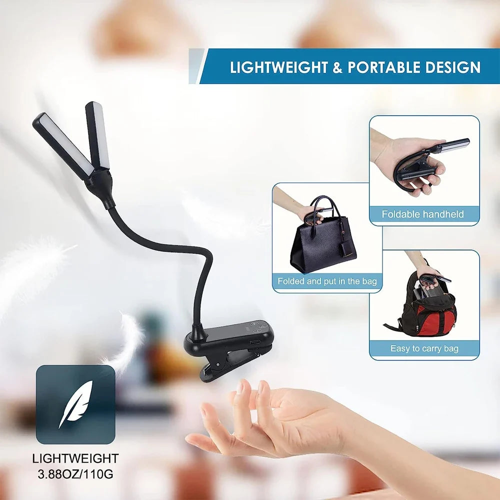 Book Light with 14 LEDs and Clip-On Design