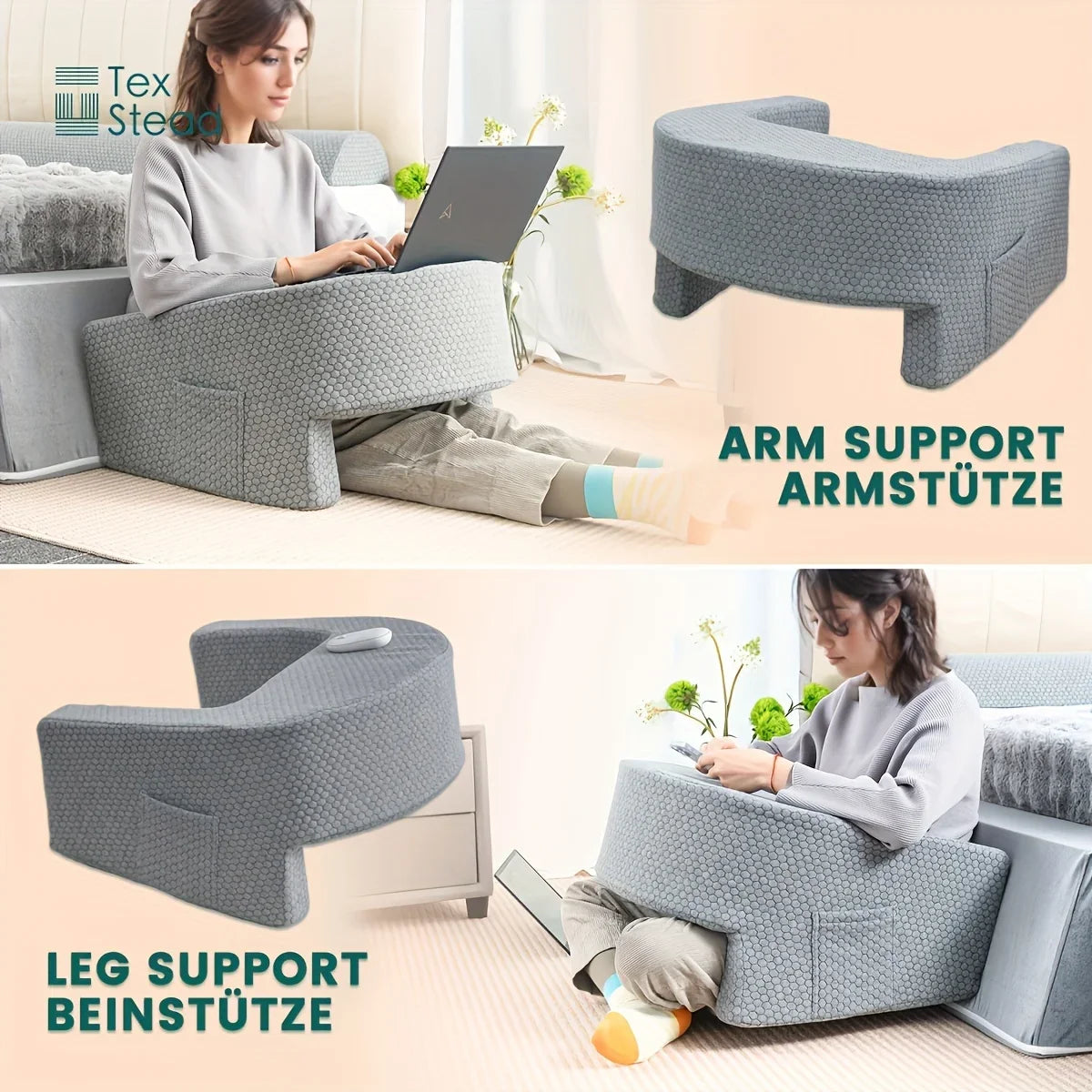 Extra Large Support Pillow with Memory Foam for Bed Rest