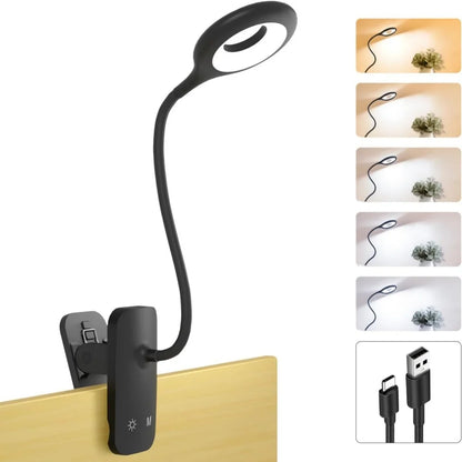 Portable Desk Lamp with Clip and Rechargeable Battery
