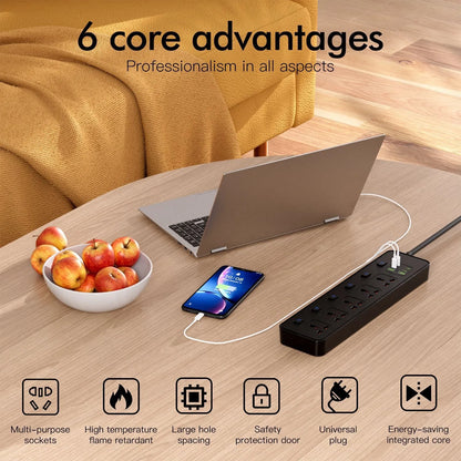 Travel Power Adapter with Multiple Outlets for Global Use