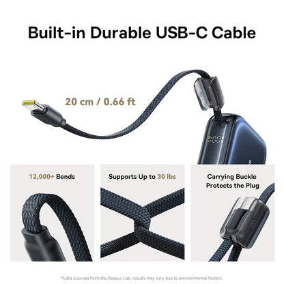 Compact Portable Charger with Integrated Cable