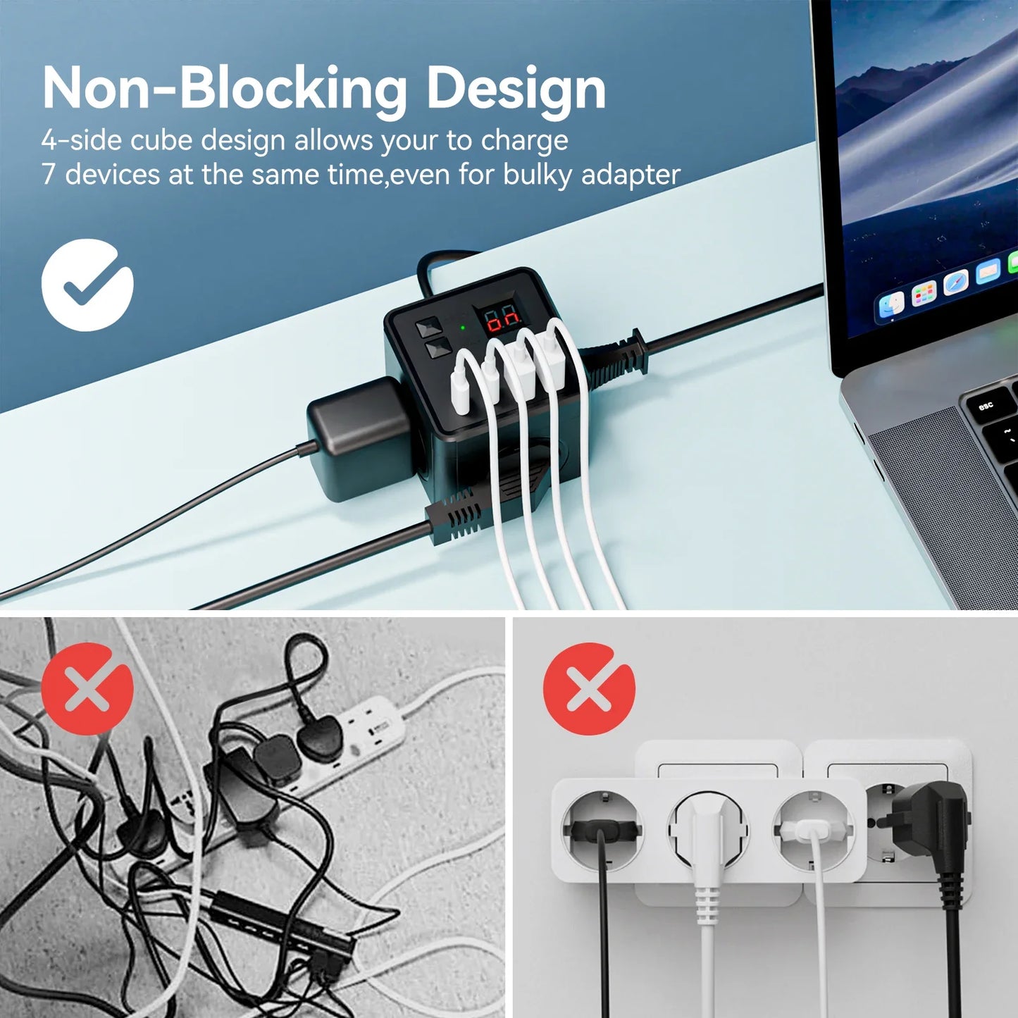 EU Power Strip with 7 Functions
