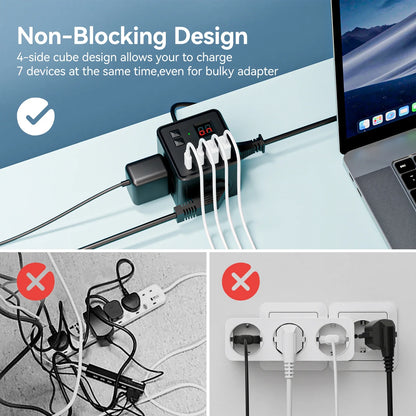 EU Power Strip with 7 Functions