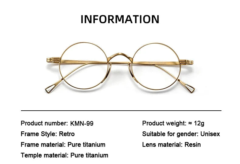 Round Retro Glasses with Titanium Frame