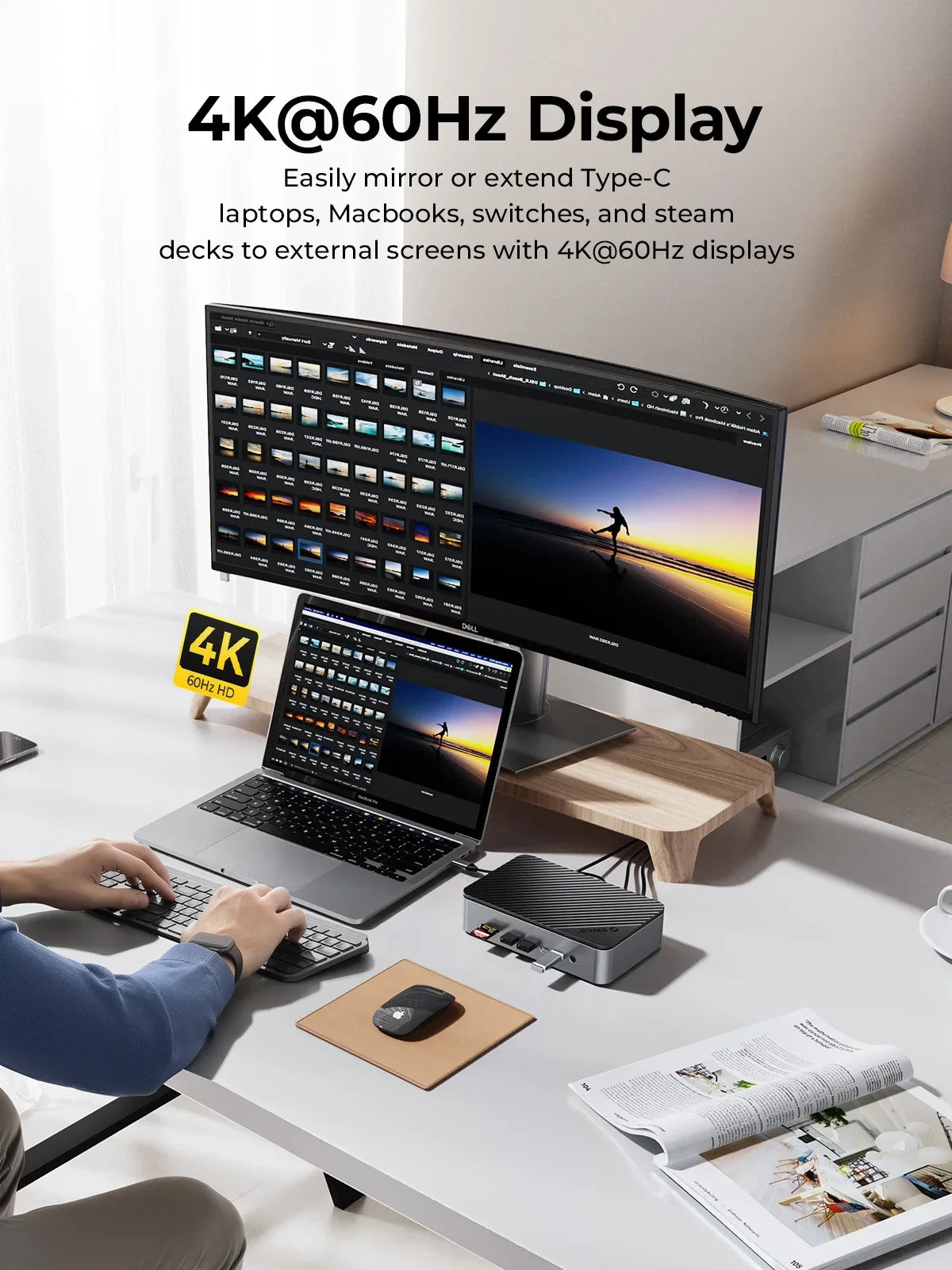 USB Hub with 10 Ports and Multiple Connection Options